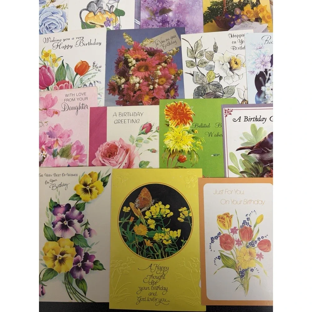 Vintage Birthday Cards Some Fronts ONLY Scrapbooking Crafts Decoupage Lot of 50+